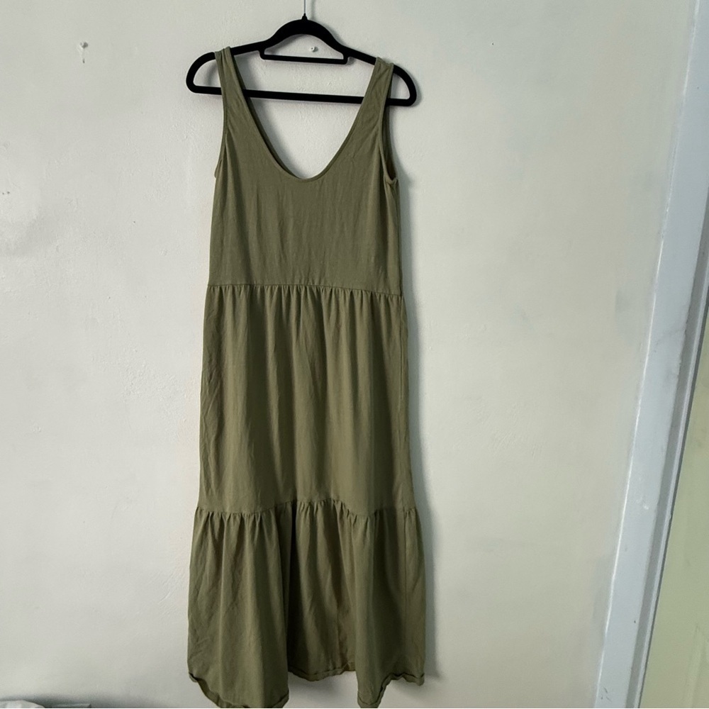 Mango Olive Green Maxi Dress 100% Organic Cotton